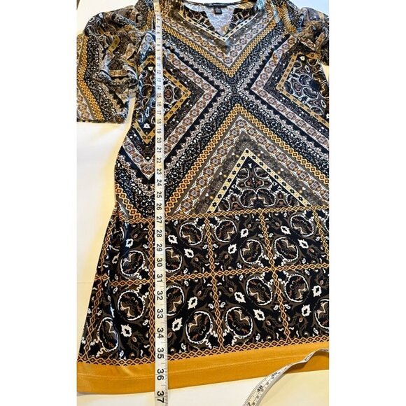 INC graphic paisley print dress ruffled sheer long sleeves women's size 4 - Picture 6 of 7